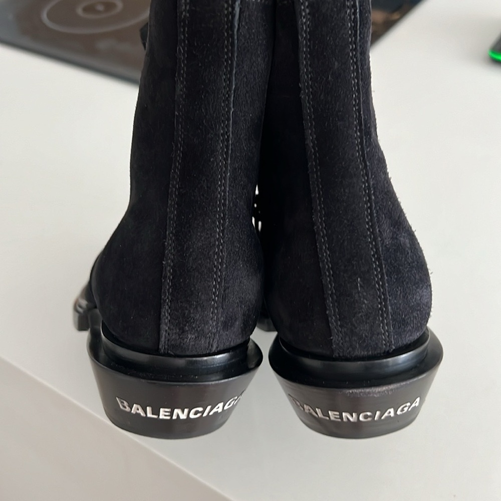 Balenciaga black suede ankle boots